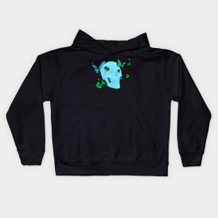 blue butterfly skull Kids Hoodie